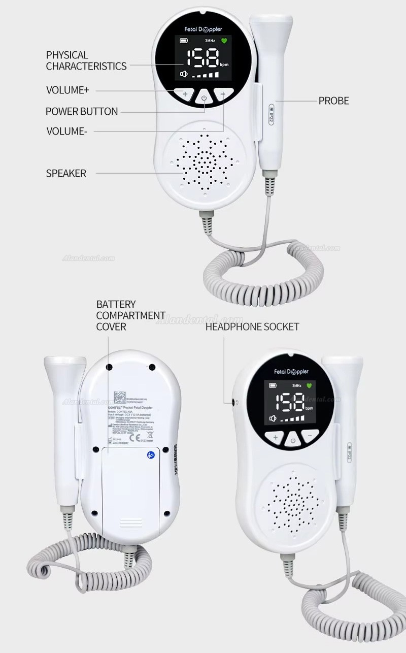 CONTEC 10A(LED) Baby Sound Monitor Pocket Fetal Doppler
